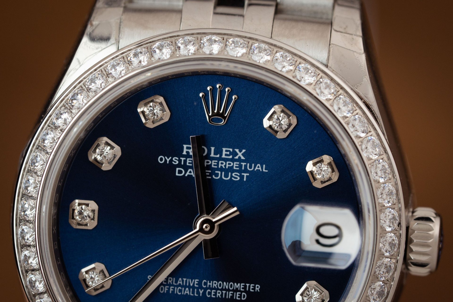 Rolex Datejust 316L Steel Blue Dial CZ Diamonds 31mm Jub EWF Replica
