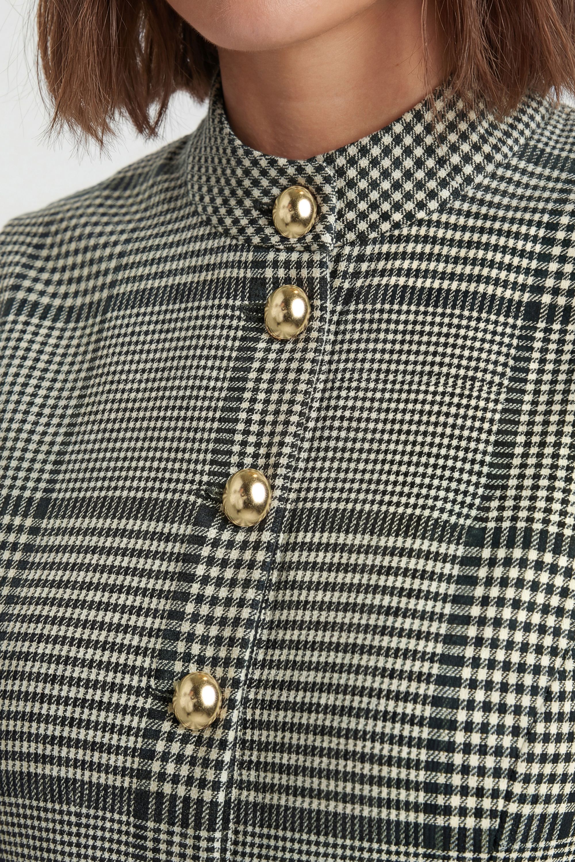 KarenMillen Petite Tailored Check Peplum Belted Midi Dress