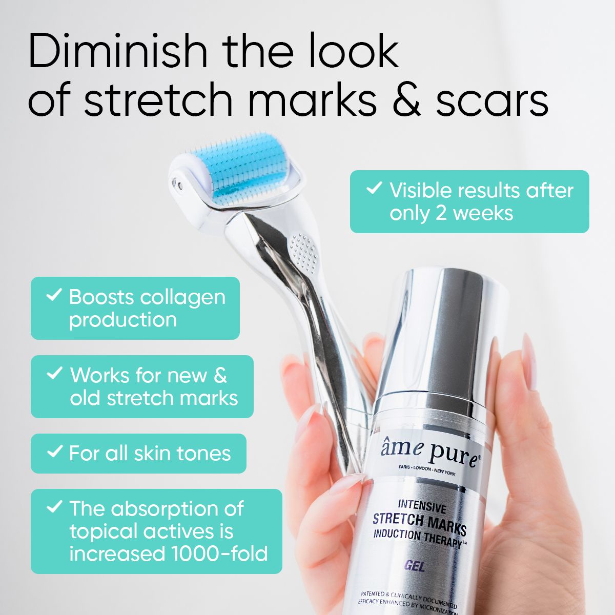 âme pure BODY BASIC | STRETCH MARKS – Microneedling Derma Roller Kit For Cellulite & Stretch Marks