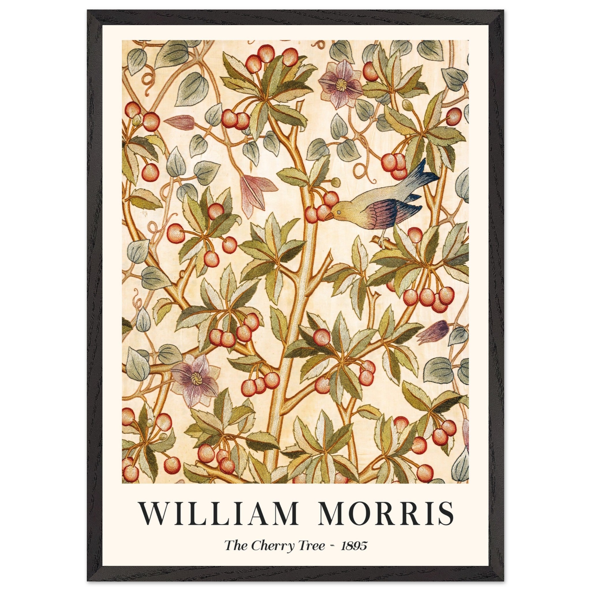 Artfulprints Poster met Lijst William Morris - The cherry tree 1895  - 50x70 cm - Groen