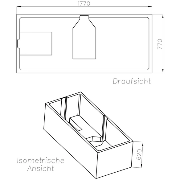 Wannenträger »Cubic«, BxHxL: 77 x 62 x 177 cm, weiß