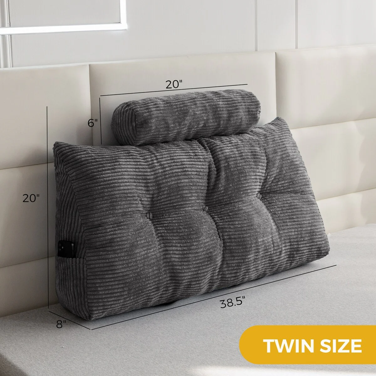 Large Wedge Pillow Headboard for Bed Reading Back Support