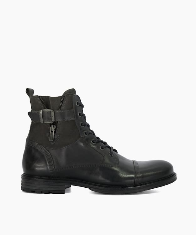 Call Grey - Casual Buckle Detail Ankle Boots