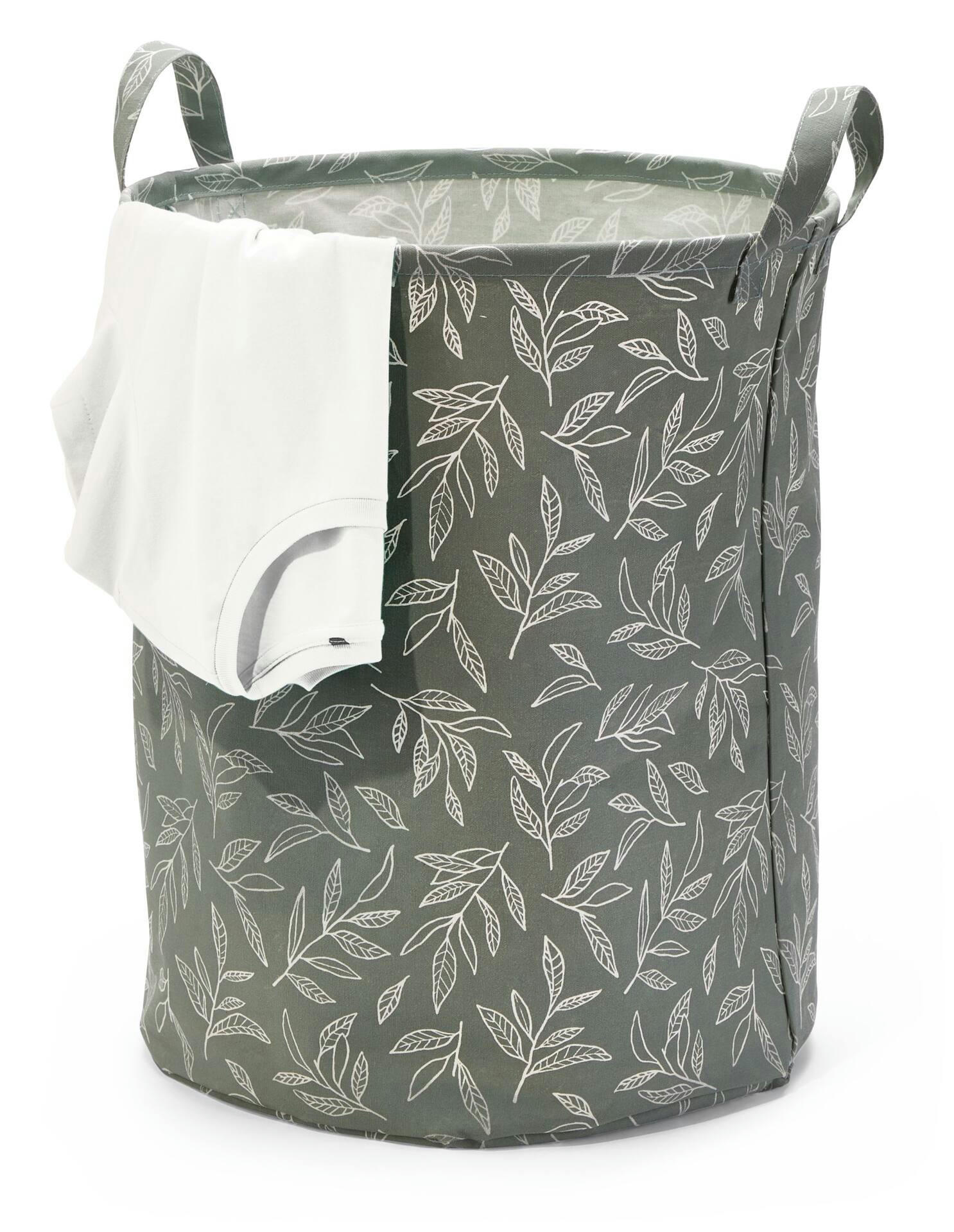 type A Prima Round Collapsible Laundry Hamper, 80-L, Botanical