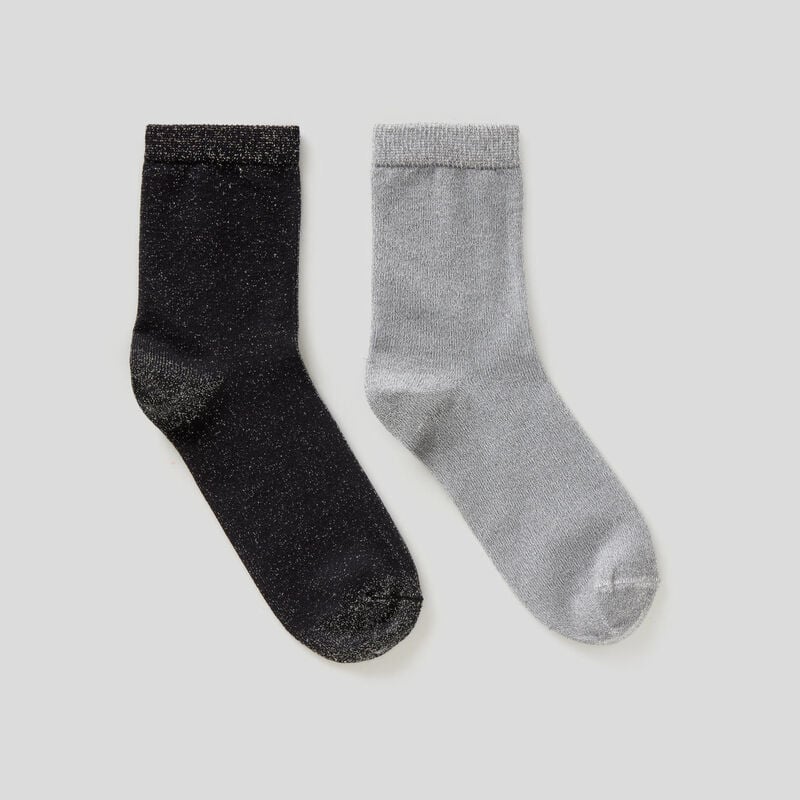 Two pairs of socks with lurex thread