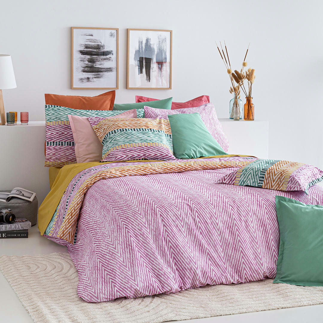 ADDISON HDC - Housse de couette réversible en coton  155x220 cm multicolore