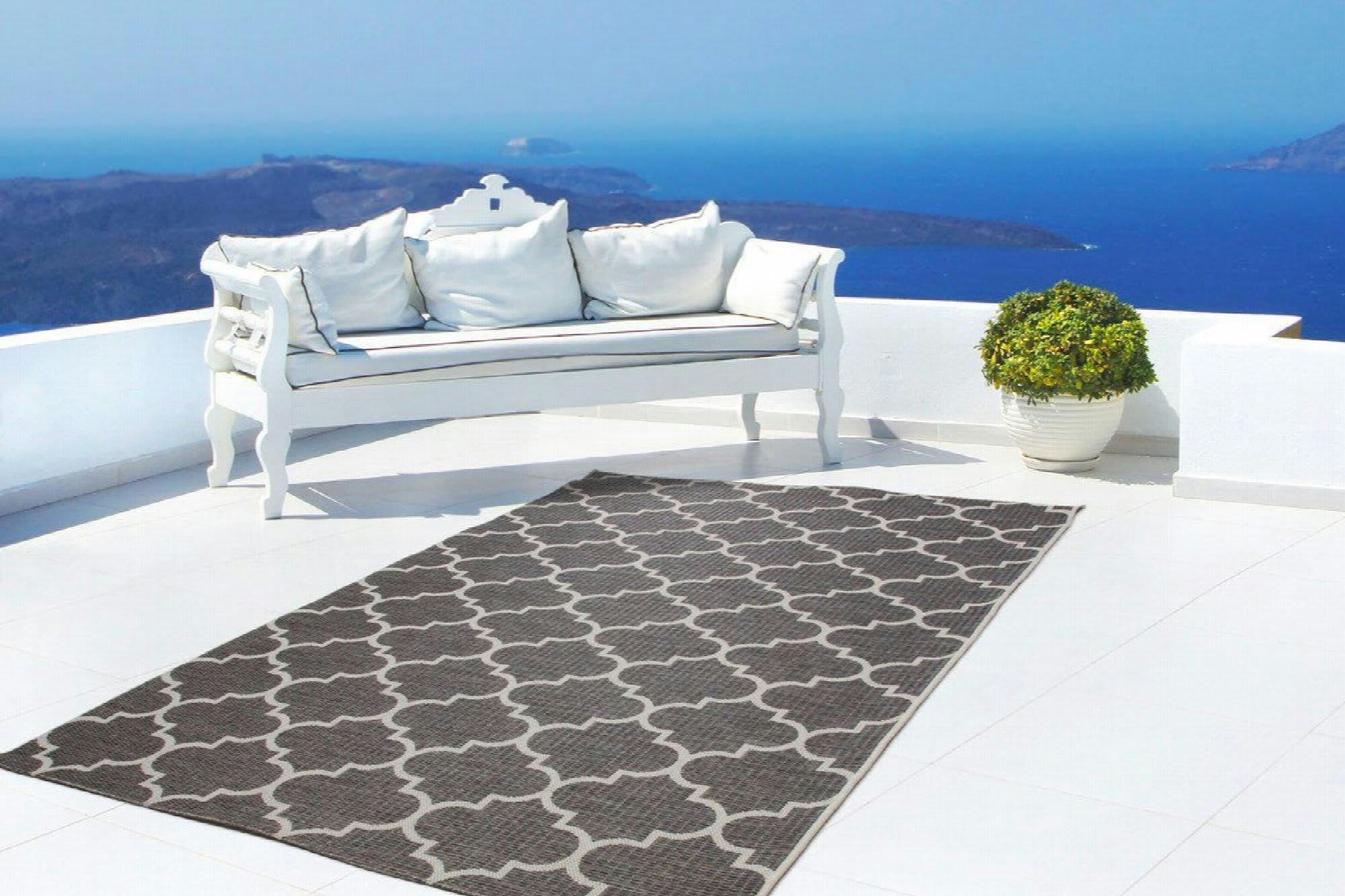 INDONESIE BATU - Tapis extérieur Polypropylène Gris