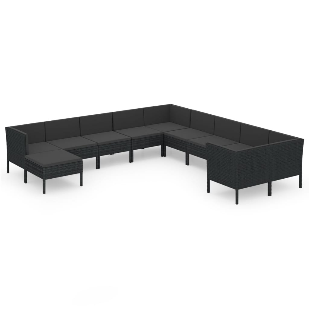 Zestaw wypoczynkowy do ogrodu Czarny Technorattan 4x narożna   6x sofa