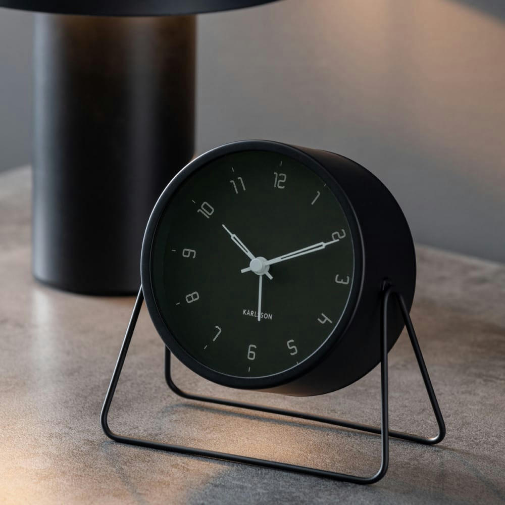 - Réveil métal noir diam 13cm