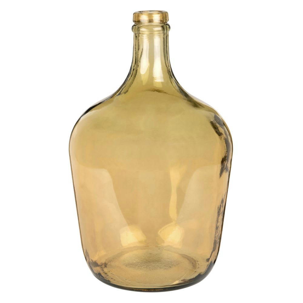 - Vase Dame-Jeanne en verre teinté jaune H30