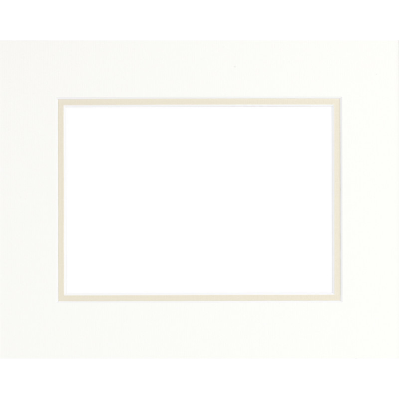 Passe-partout double beige et blanc cassé 30 x 40 cm avec ouverture intérieure de 20 x 30 cm