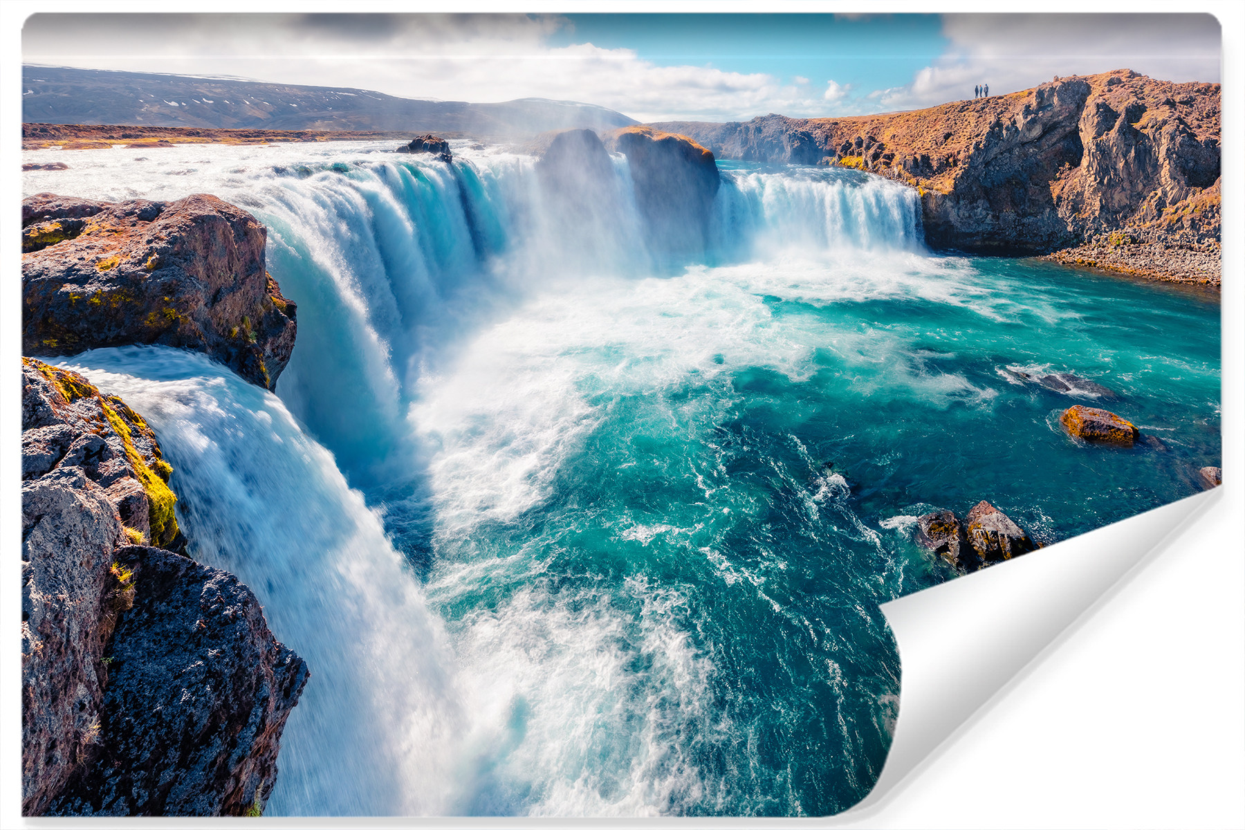 Fototapeta Wodospad ISLANDIA Klif Niebo 3D 90x60cm
