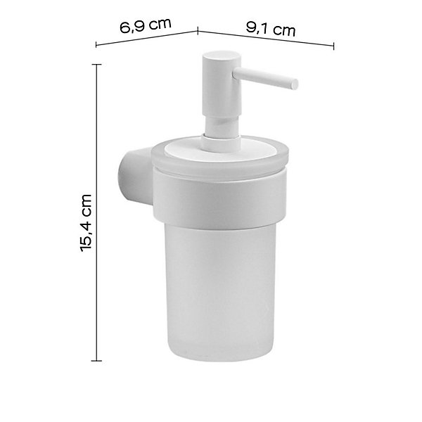Distributeur De Savon Mural, 140 Ml, Verre Et Laiton Blanc Mat Giacinto