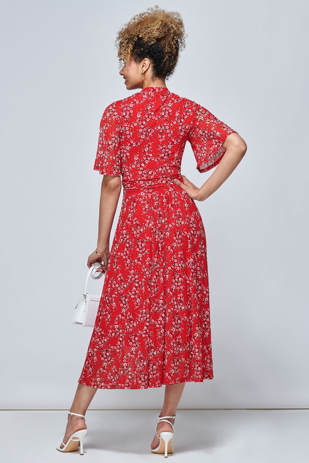 Jolie Moi Carina Key Hole Mesh Midi Dress