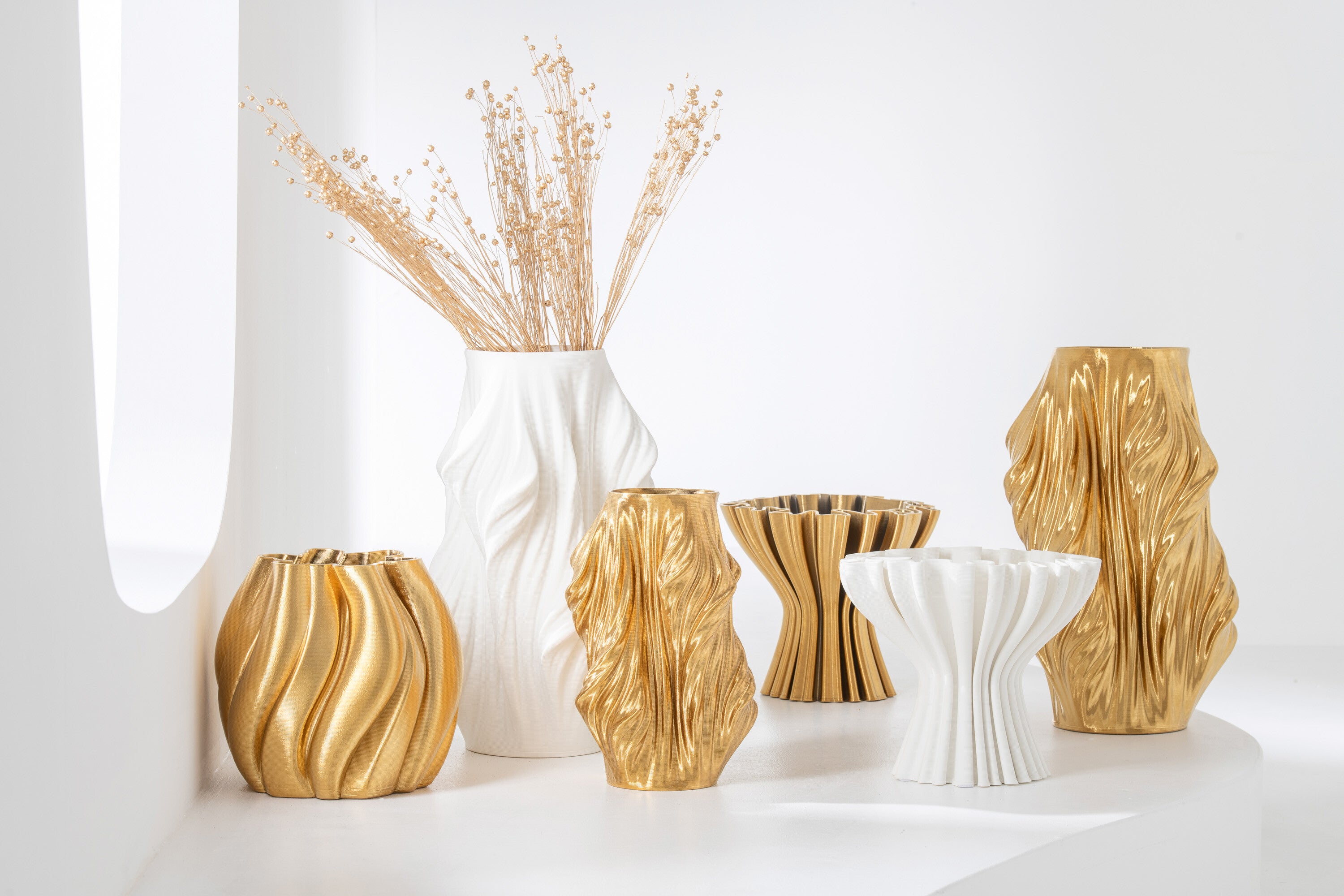 J-Line vaas 3D Print Onregelmatig - porselein - goud - large
