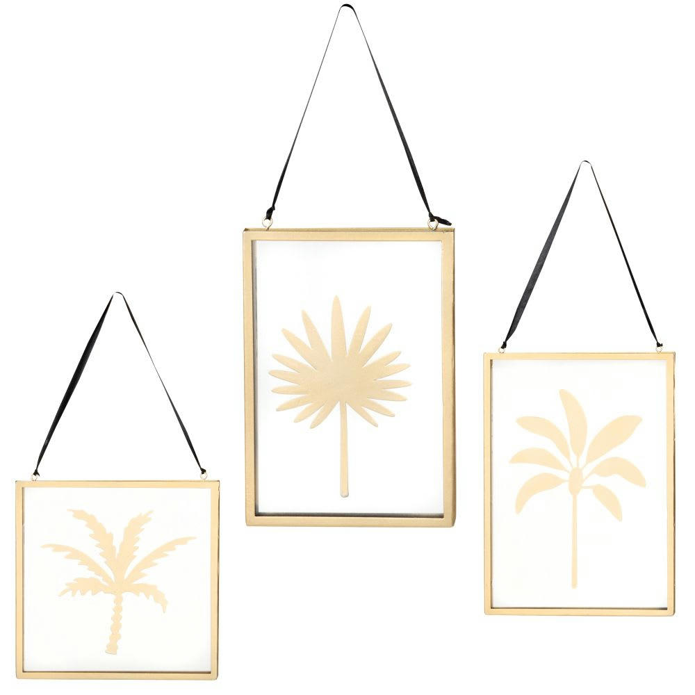 LAILA - Déco murales à suspendre noires et dorées (x3) 15x21