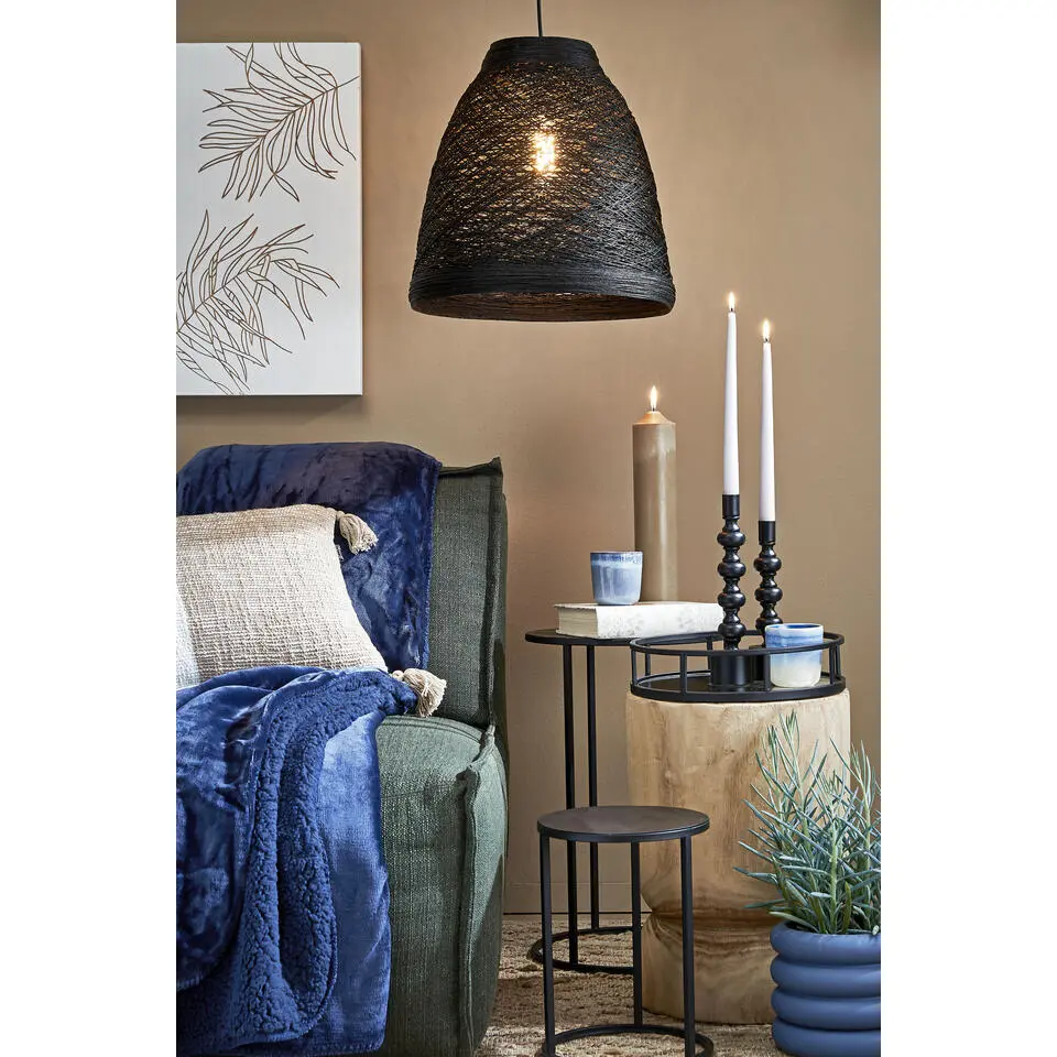 Mica Decorations Quinty Bijzettafel - Set van 3 - H50 x &Oslash;32 cm - Zwart