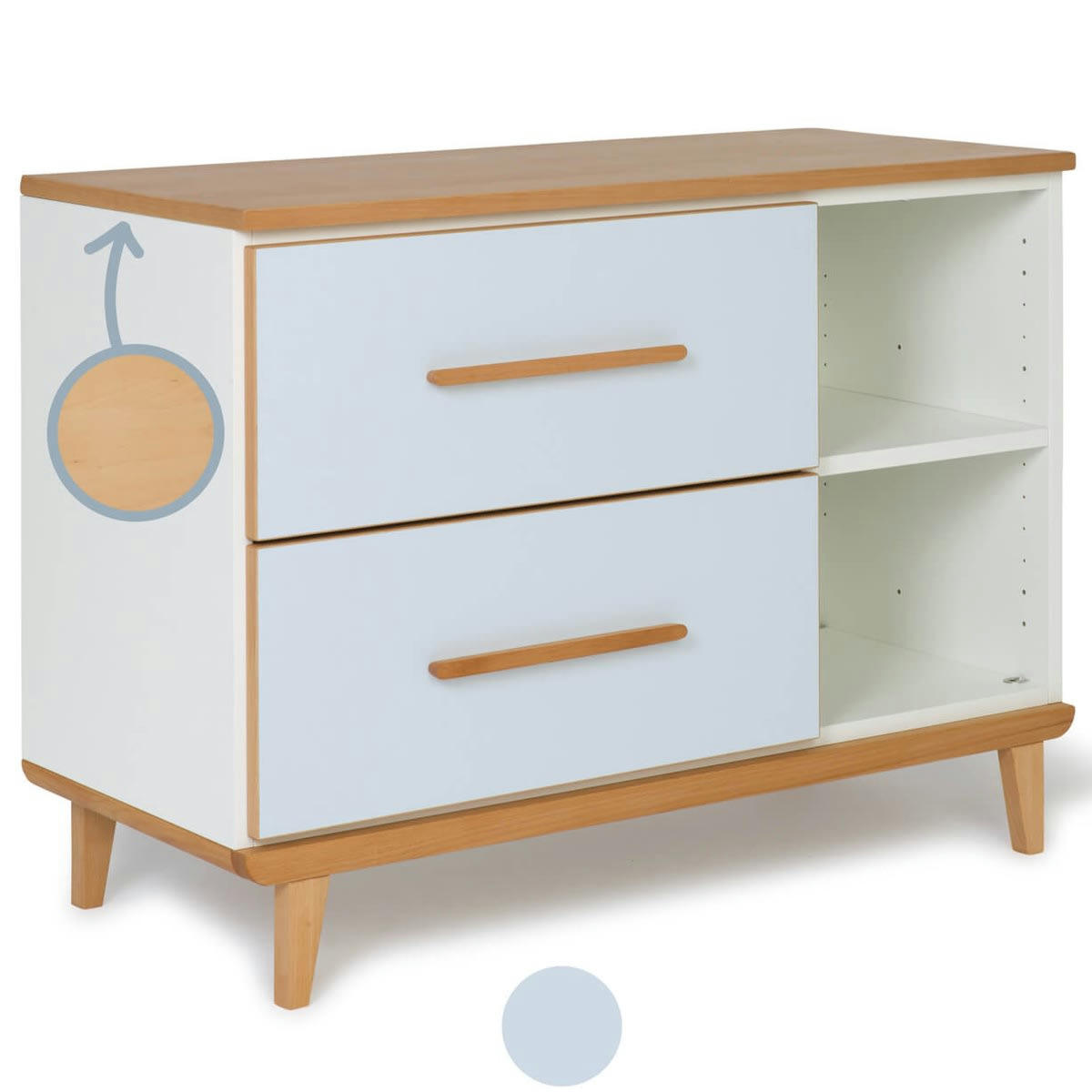 NADO - Petit meuble 2 tiroirs bleu ciel