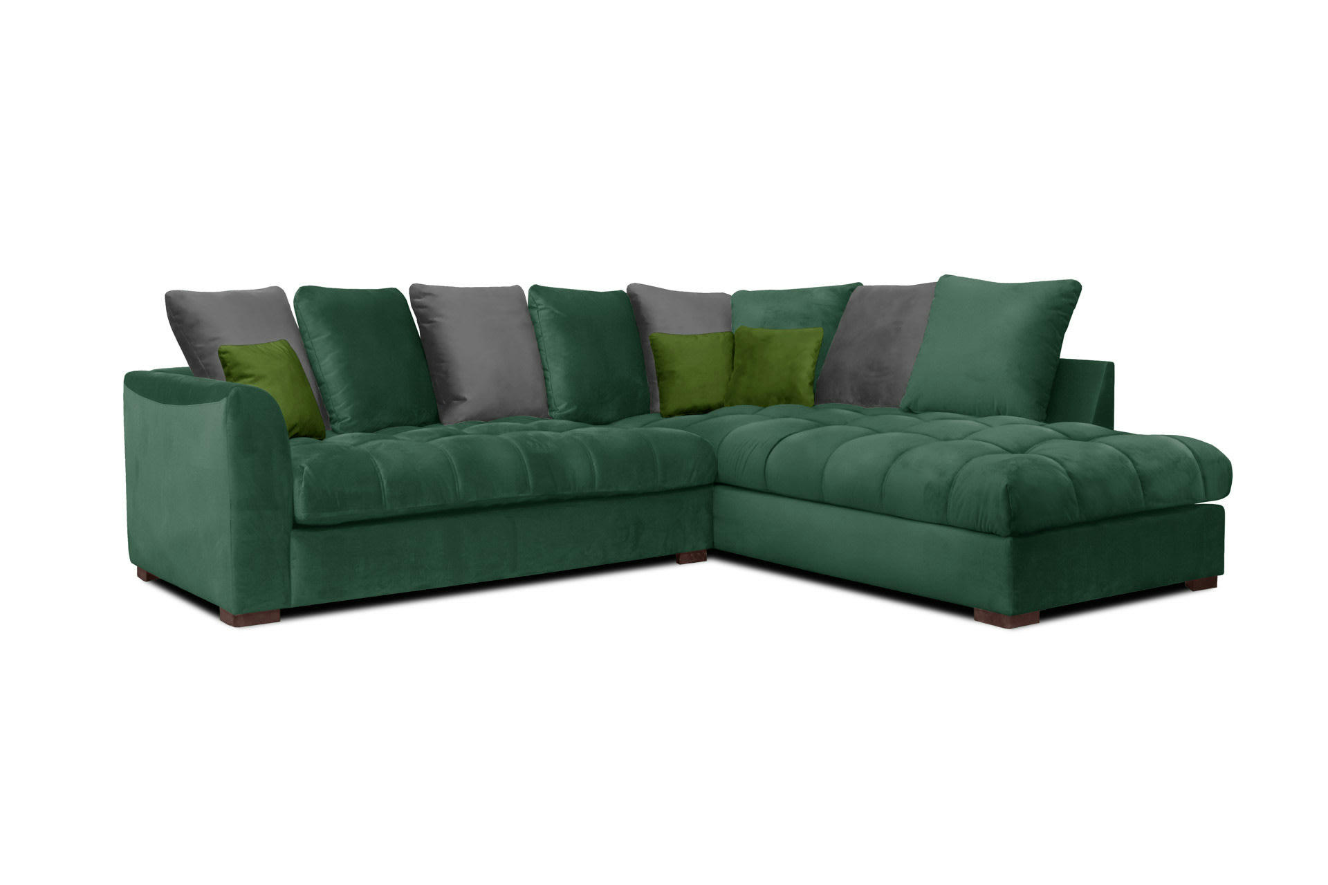 BARDI - Canapé d'angle droit 5 places tissu vert