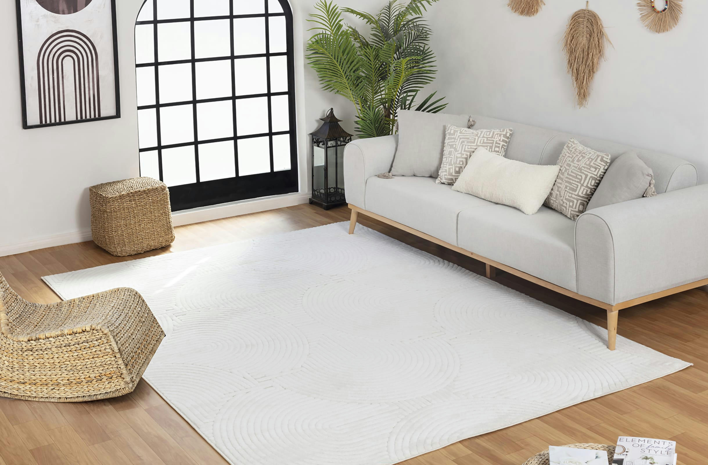 REYKO - Tapis d'Intérieur/d'Extérieur Hygge Blanc 80x150