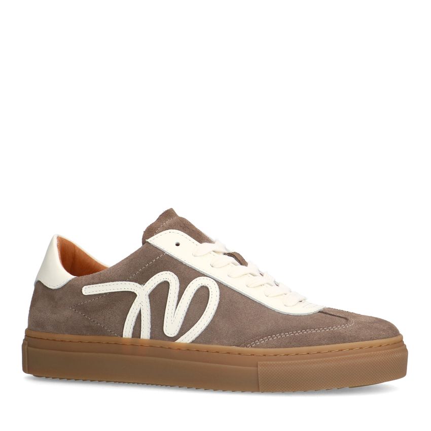 Manfield Bruine suède sneakers