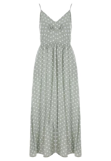Womens Mint Polka Dot Waisted Midi Dress