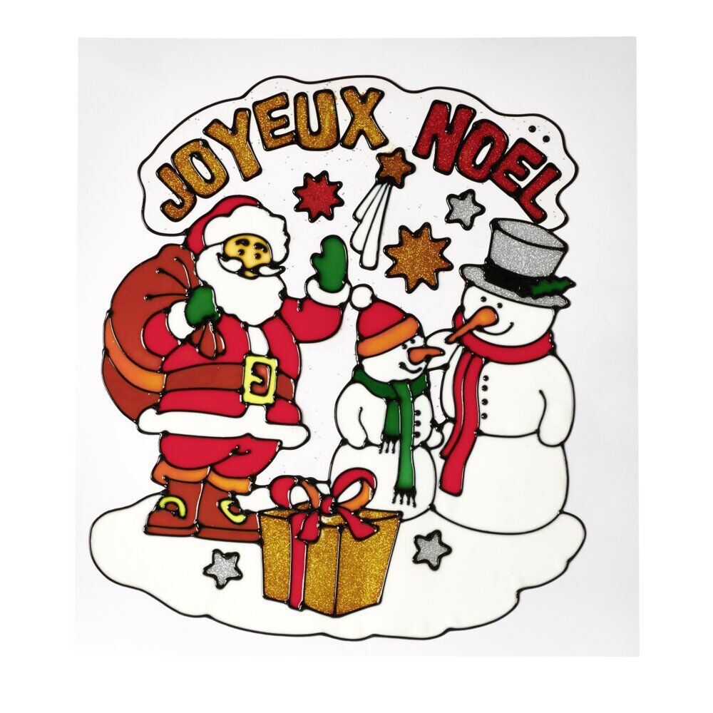 Sticker gel père No&euml;l pour fenêtre