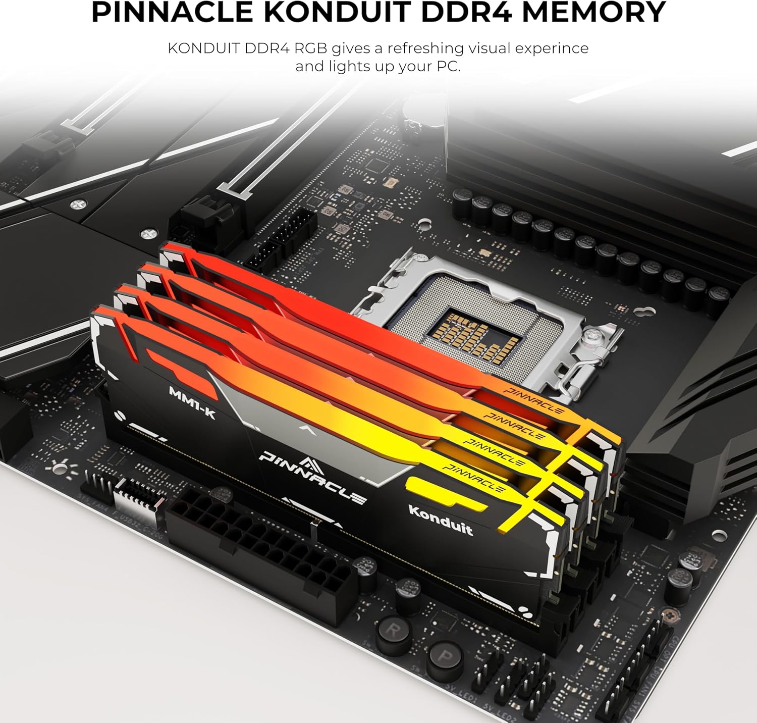 Timetec Pinnacle Konduit RGB 16GB KIT(2x8GB) DDR4 3200MHz PC4-25600 CL16-18-18-38 XMP2.0 Overclocking 1.35V Compatible for AMD and Intel Desktop Gaming PC Memory Module RAM - Black