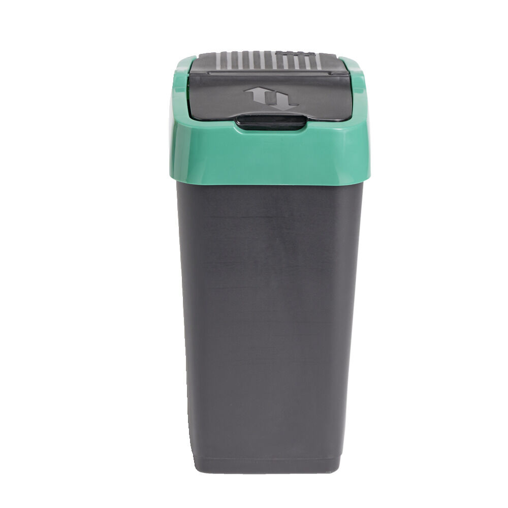 Poubelle de tri pour verre 18L plastique vert et noir