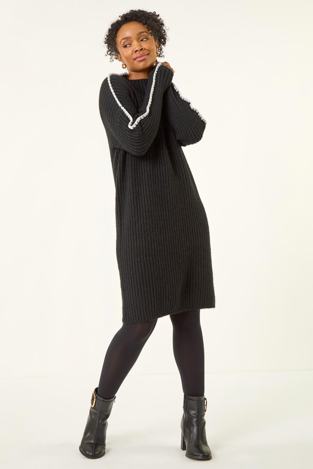 Roman Petite Ribbed Knitted Dress