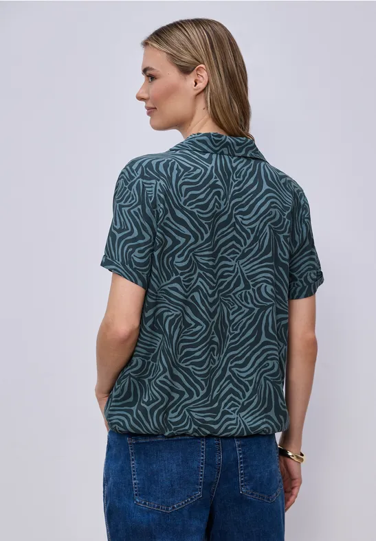 Kurzarm Bluse mit Bowling-Kragen