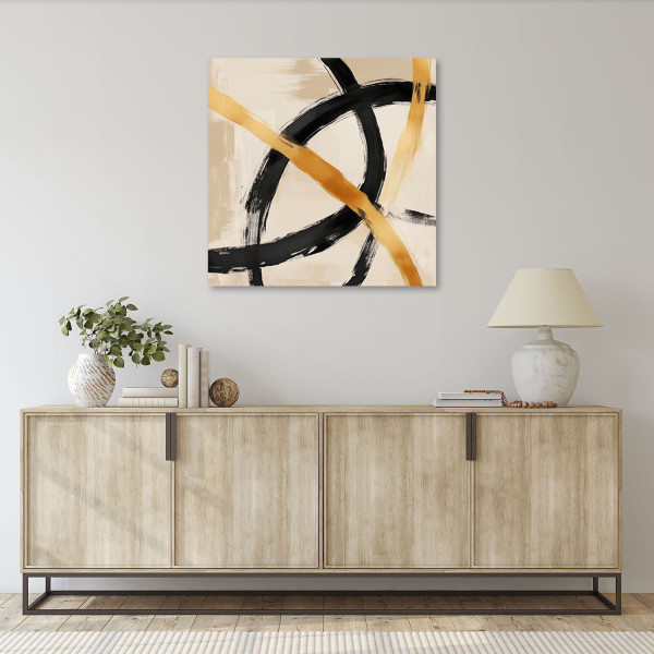 Feeby Obraz na płótnie, Abstrakcja Beżowy Loftowy Malowany 30x30