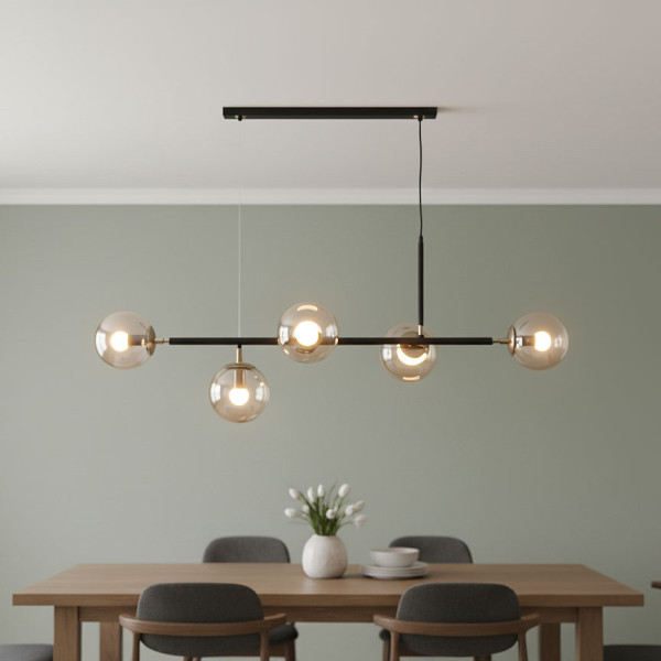 Lampa wisząca czarno-bursztynowy Dansa 5xE14x40W wym: 80x110x31 cm Alfa