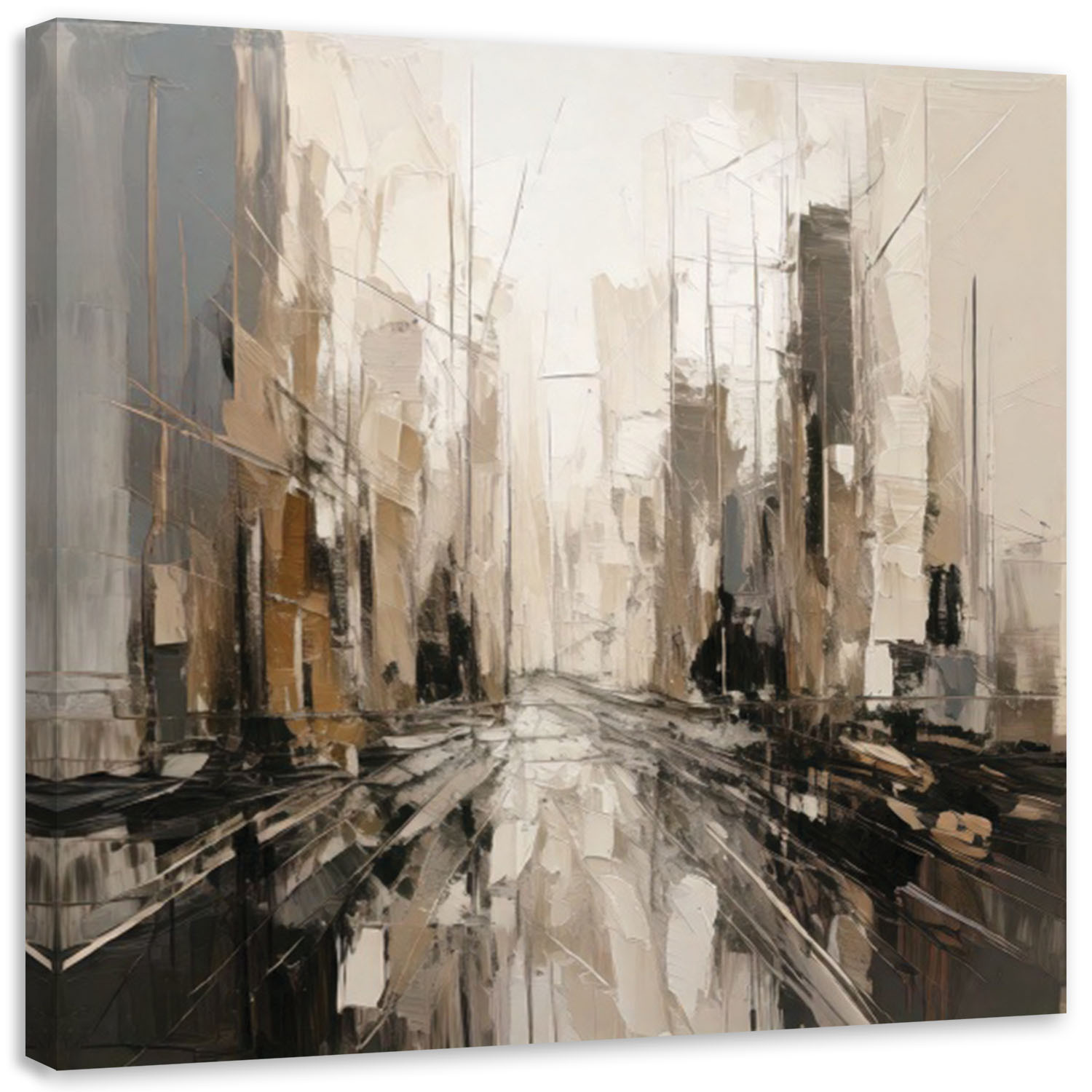 Feeby Obraz do sypialni, Miasto Abstrakcja Beżowy Miejski Pejzaż 30x30
