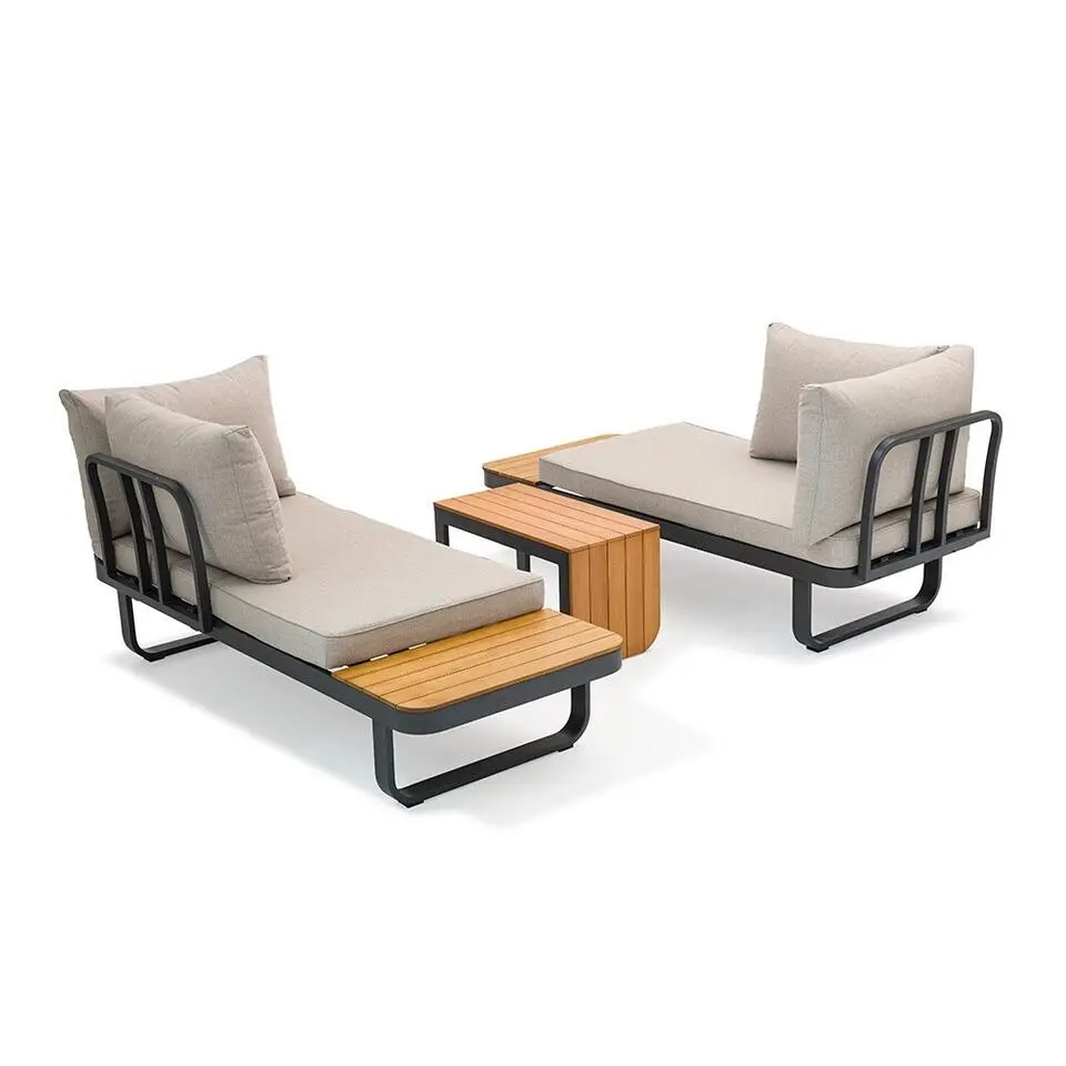 SenS-Line Samos multifunctionele loungeset - Taupe - Aluminium en acacia hout
