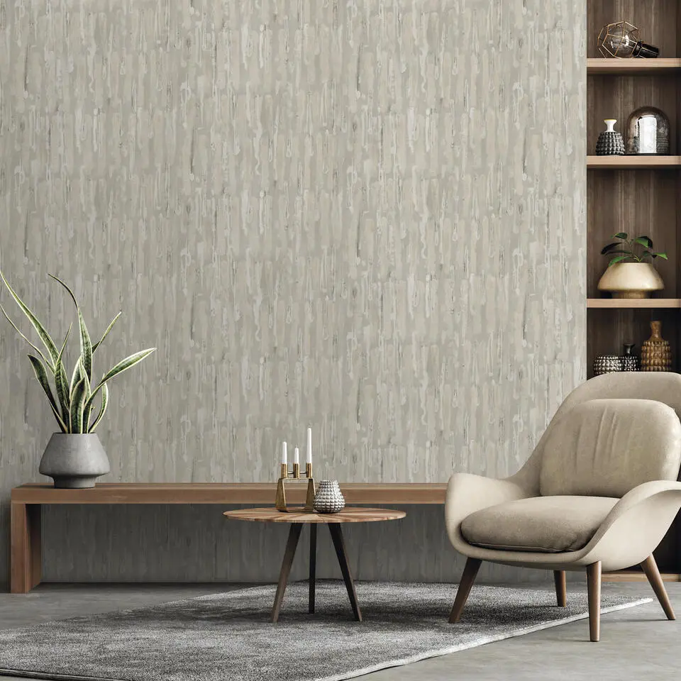 Sanders & Sanders behang houtlook beige - 53 cm x 10 m