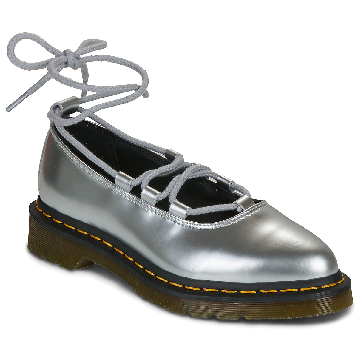 Dr. Martens - Elphie II Lace Up Silver Metallic Patent Lamper - Silver
