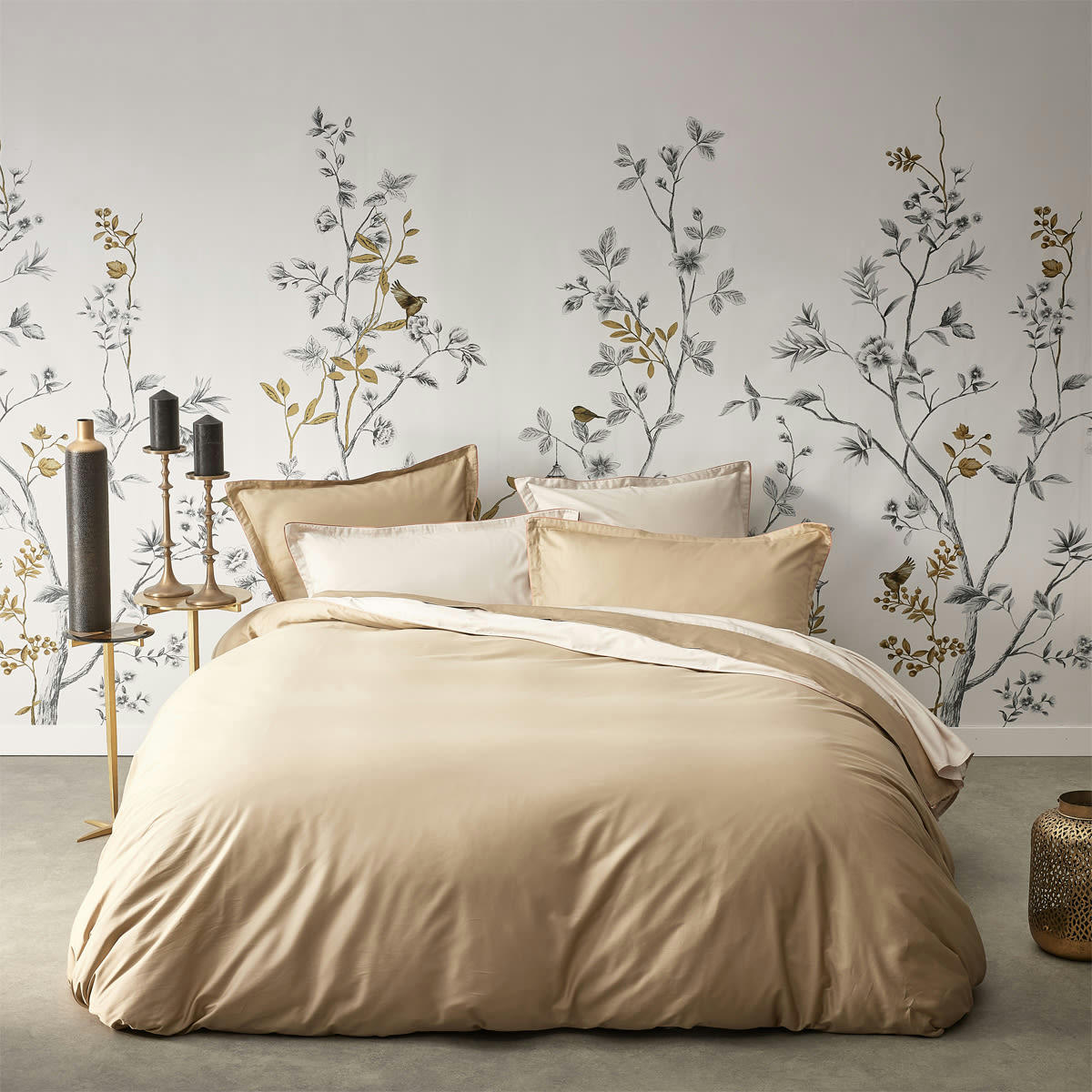 NOBEL - Taie d'oreiller en satin de coton jaune 50x75