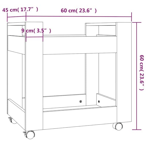 NNEVL Desk Trolley Grey Sonoma 60x45x60 cm Engineered Wood