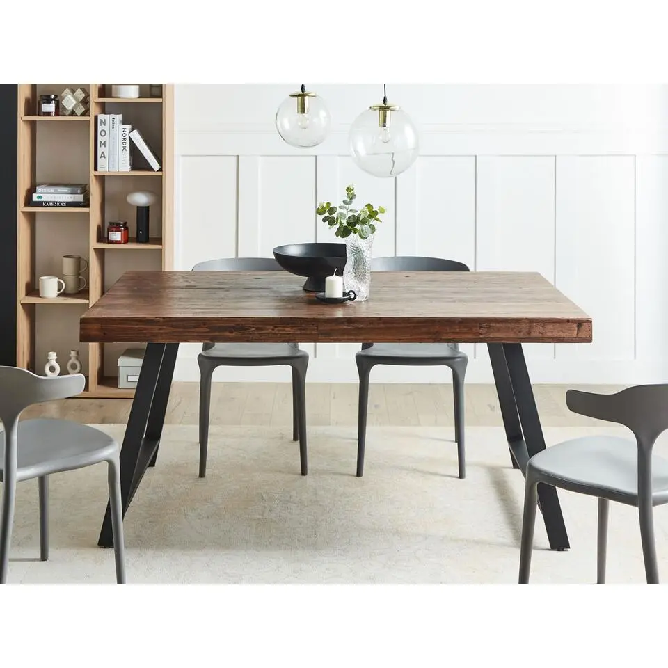 WARTON - Eettafel - Donkerbruin - 160 x 90 cm - Grenenhout