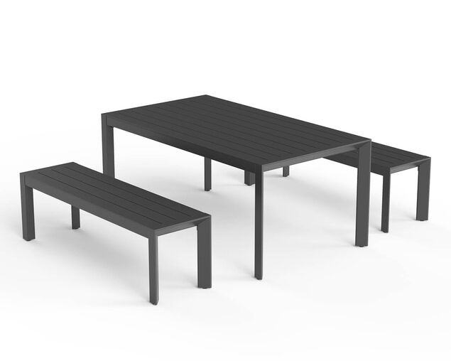 Jette 6 Seater Dining Bench Setting Bundle - Gunmetal Grey