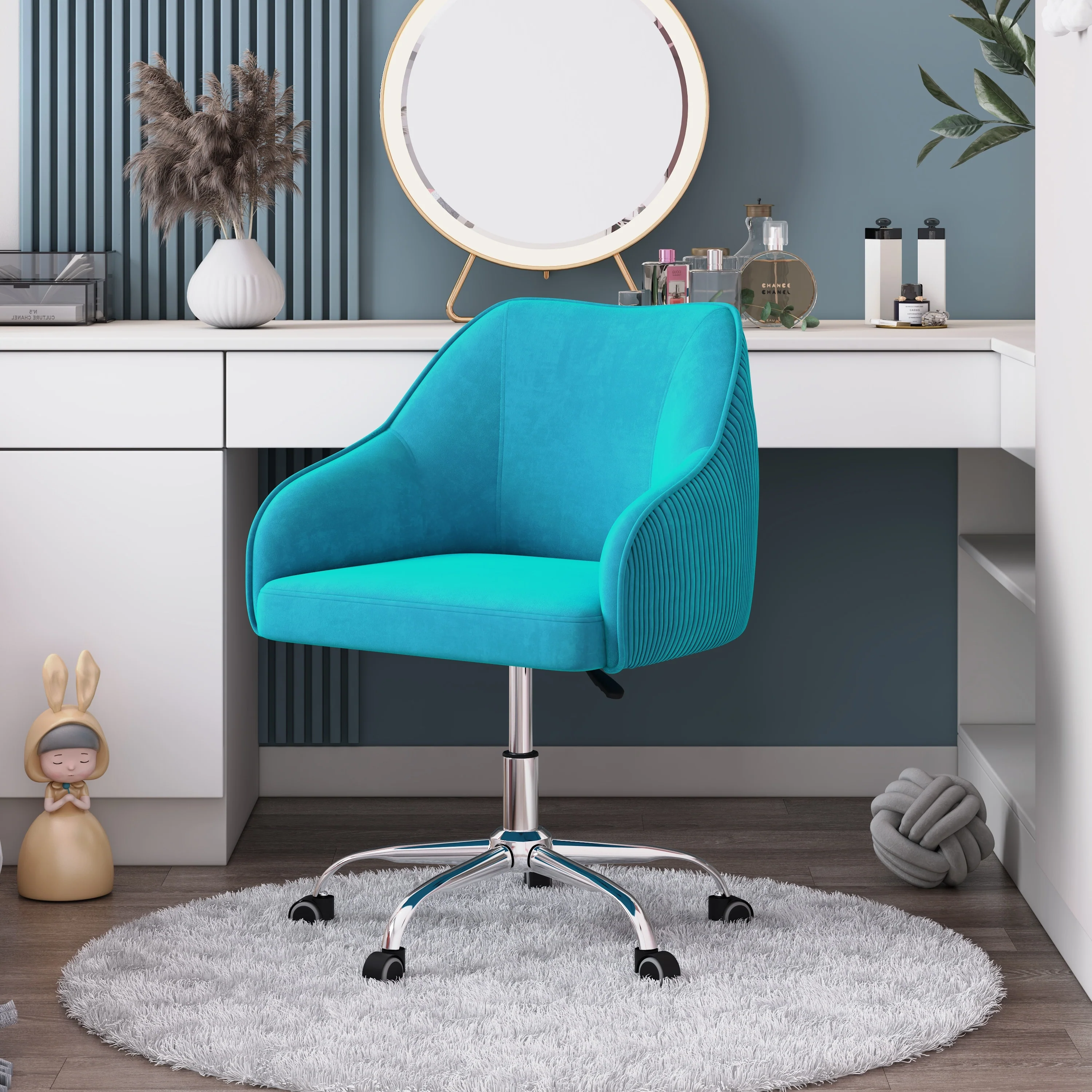 Corvus Braff Velvet Upholstered Adjustable Ergonomic Office Chair