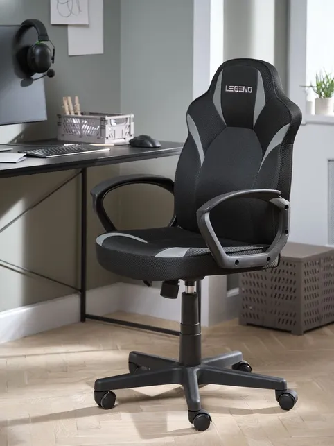 Gamer-stol RANDRUP sort kunstlæder/mesh