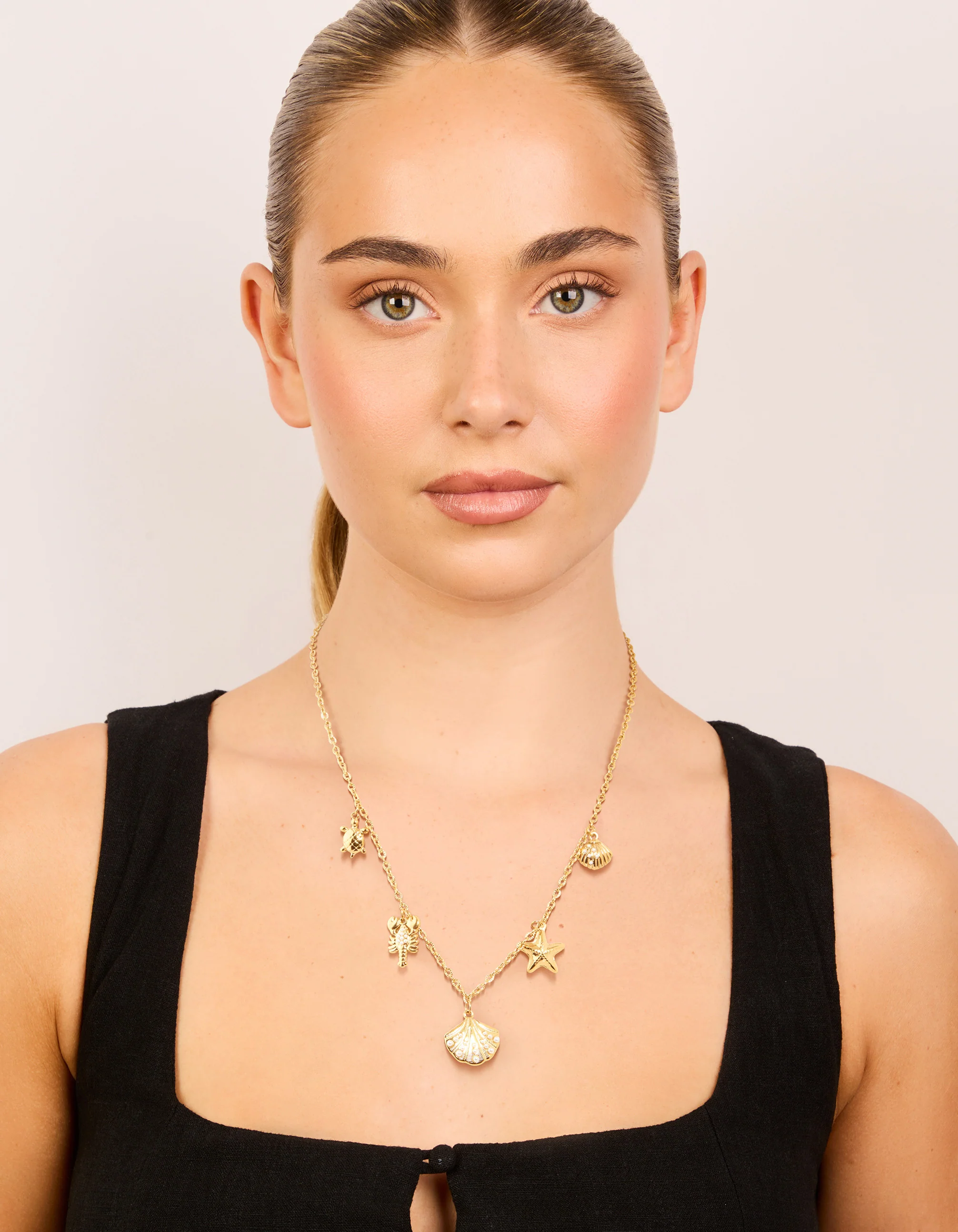 Waterproof Gold Plated Stainless Steel Sea Motif Charm Necklace