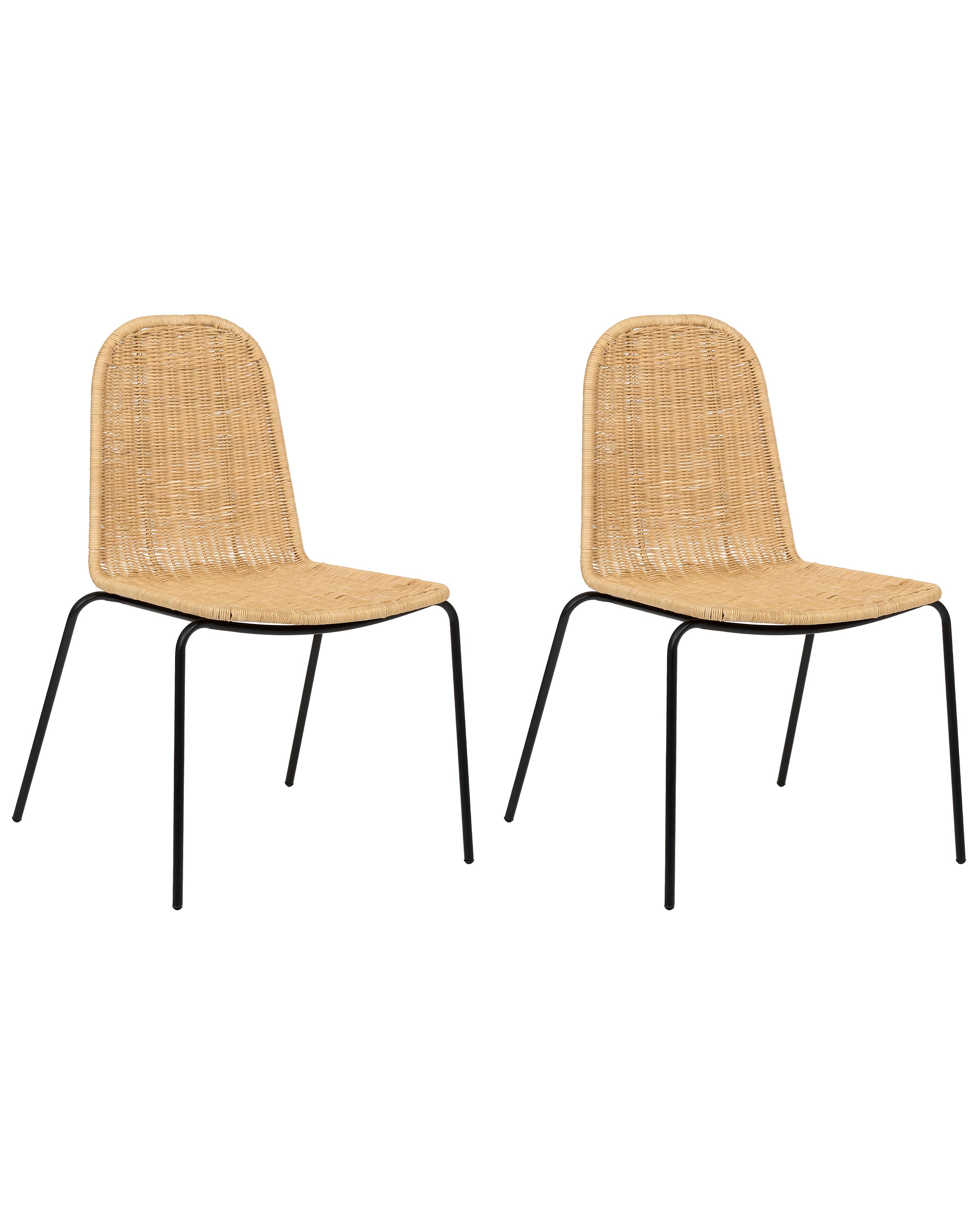 Set of 2 Dining Chairs ROXTON Rattan Natural