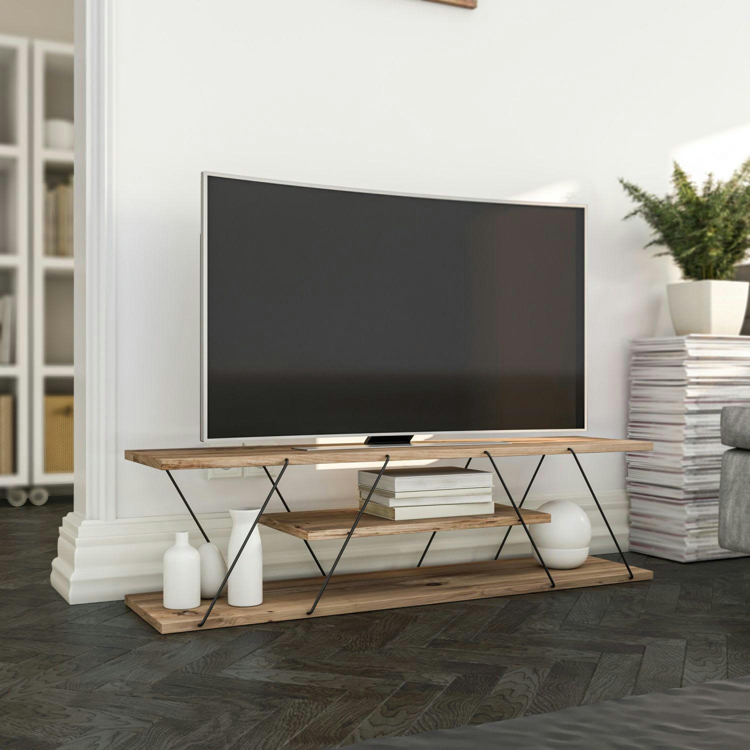 CANAZ - Meuble TV de style industriel marron