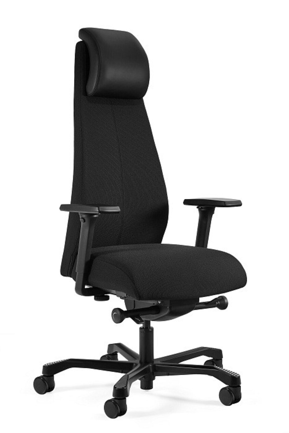 Fotel ergonomiczny Tria czarny tkanina eko-skóra
