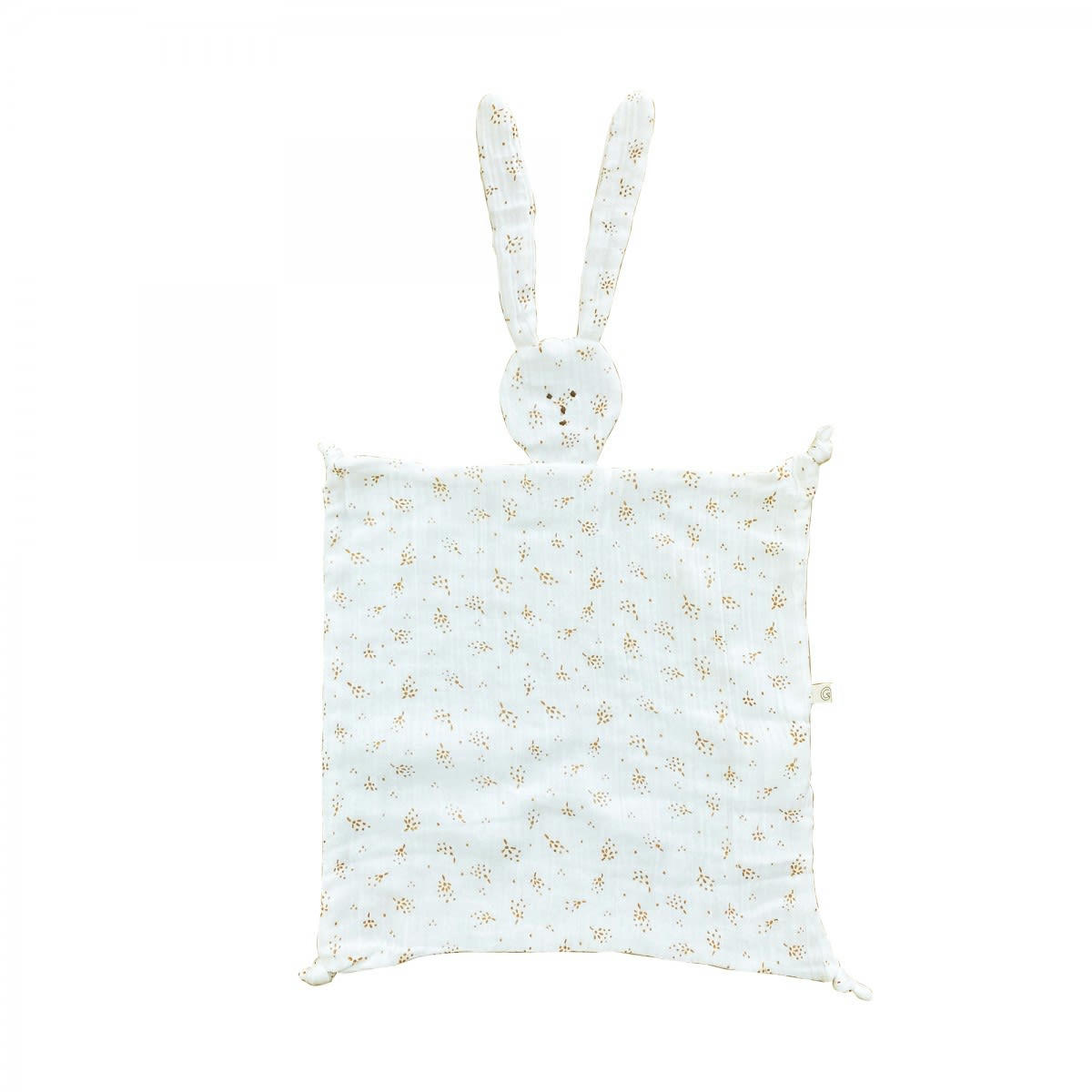GREEN & KIDS - Doudou lapin en gaze de coton bio à motifs crème