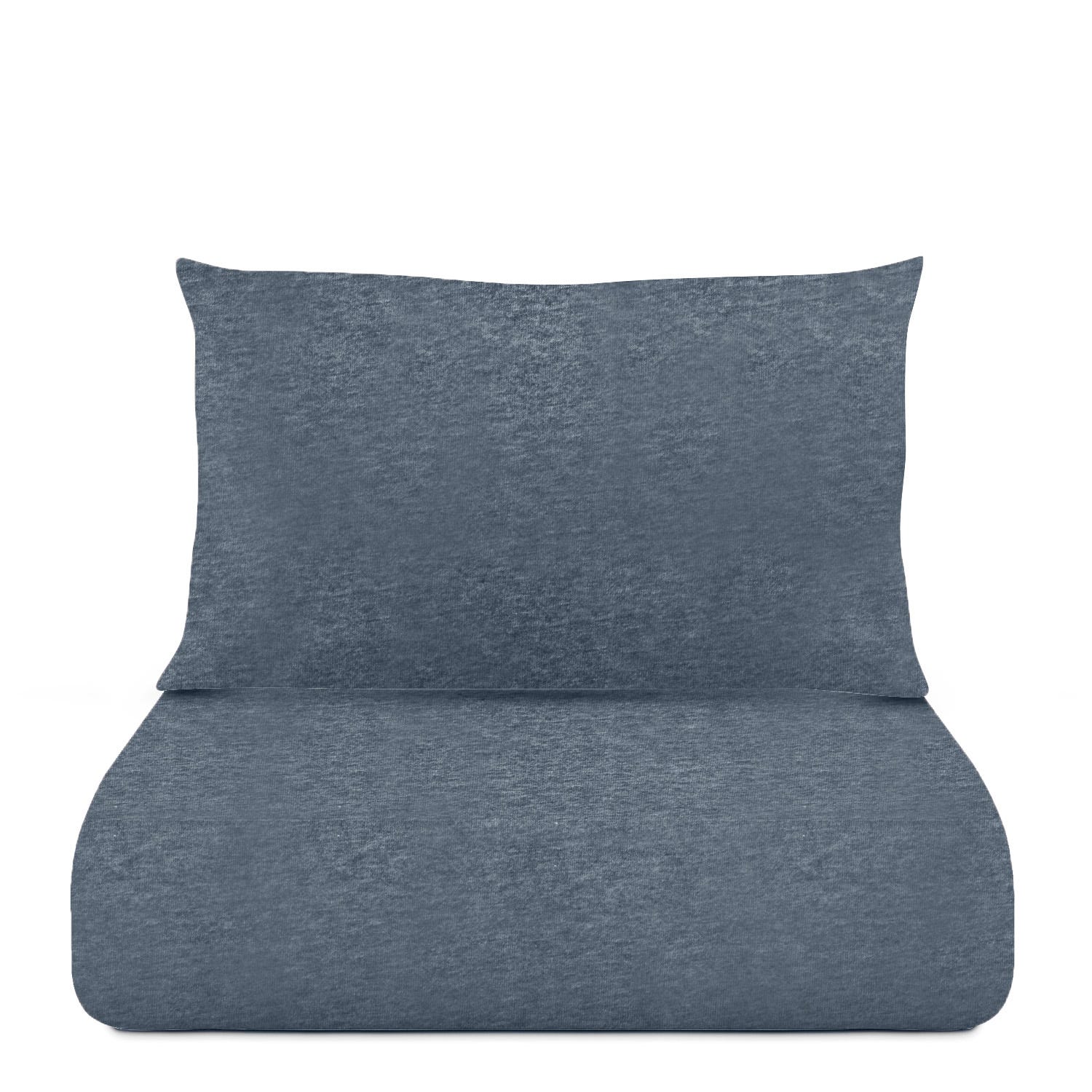 Parure copripiumino singolo blu jersey melange
