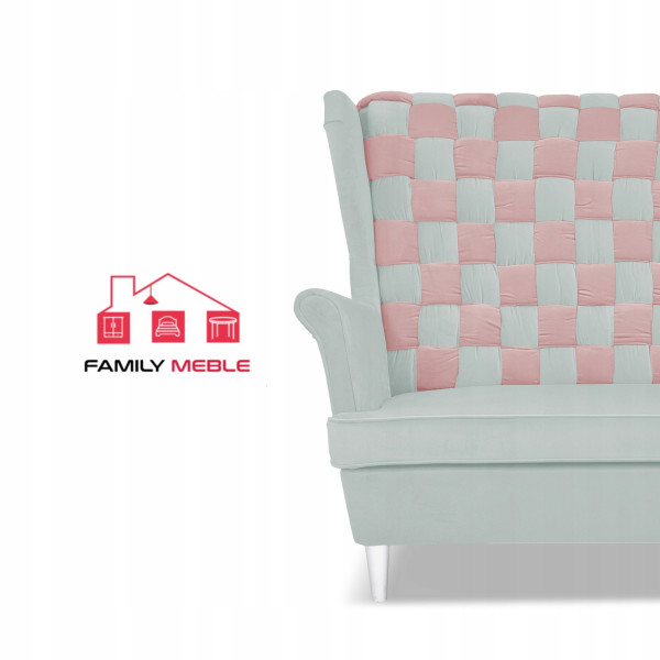 Sofa kanapa uszak CAROL DUO skandynawska Family Meble szaro - różowa